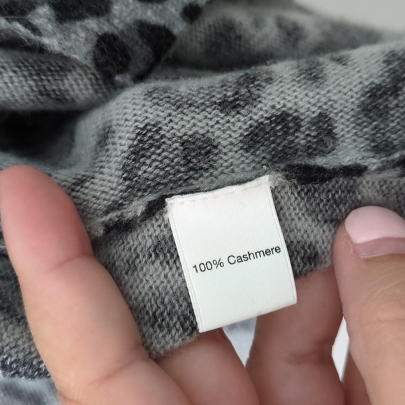 Leopard Print Black &Grey Open Front Cascade Cashmere Cardigan Mobwife Core Sz M - Picture 6 of 8